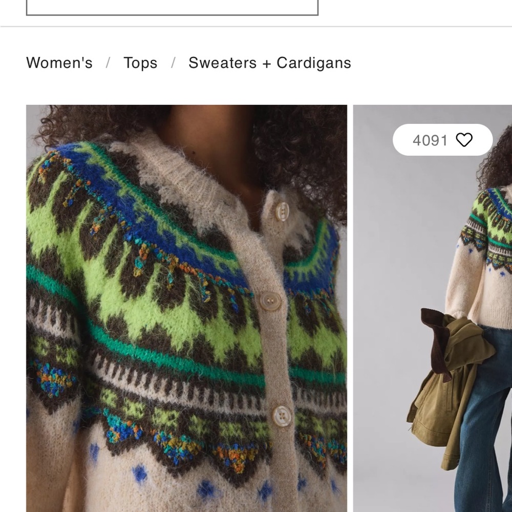 BDG Becca Fair Isle Brushed Knit Oversized Cardigan